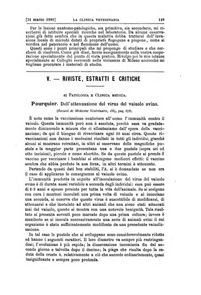 La clinica veterinaria rivista di medicina e chirurgia pratica degli animali domestici