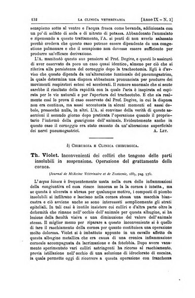 La clinica veterinaria rivista di medicina e chirurgia pratica degli animali domestici