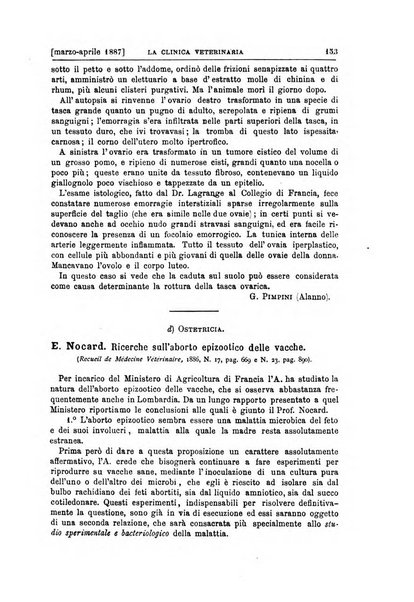 La clinica veterinaria rivista di medicina e chirurgia pratica degli animali domestici