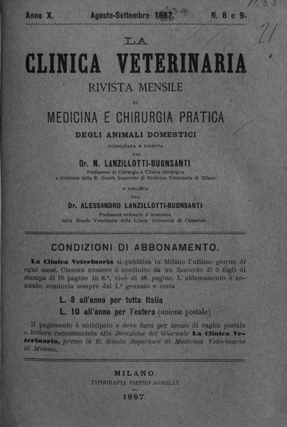 La clinica veterinaria rivista di medicina e chirurgia pratica degli animali domestici