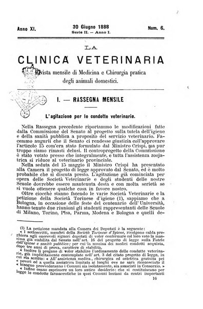 La clinica veterinaria rivista di medicina e chirurgia pratica degli animali domestici