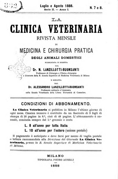 La clinica veterinaria rivista di medicina e chirurgia pratica degli animali domestici