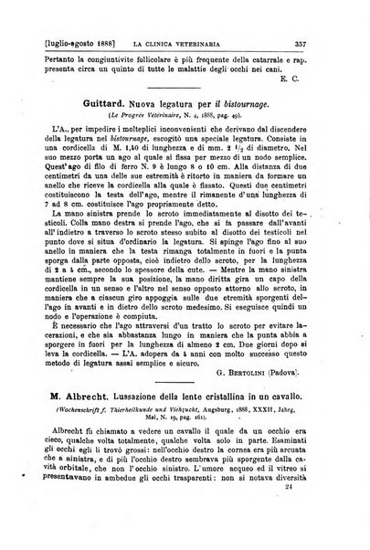 La clinica veterinaria rivista di medicina e chirurgia pratica degli animali domestici