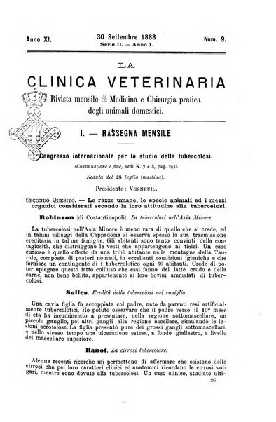 La clinica veterinaria rivista di medicina e chirurgia pratica degli animali domestici