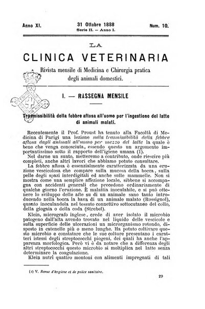 La clinica veterinaria rivista di medicina e chirurgia pratica degli animali domestici