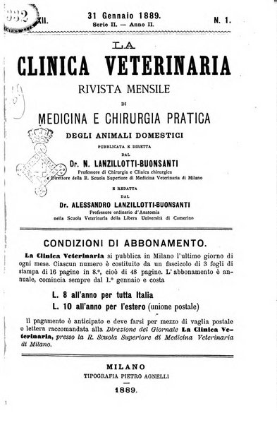 La clinica veterinaria rivista di medicina e chirurgia pratica degli animali domestici