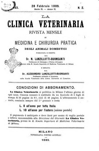 La clinica veterinaria rivista di medicina e chirurgia pratica degli animali domestici