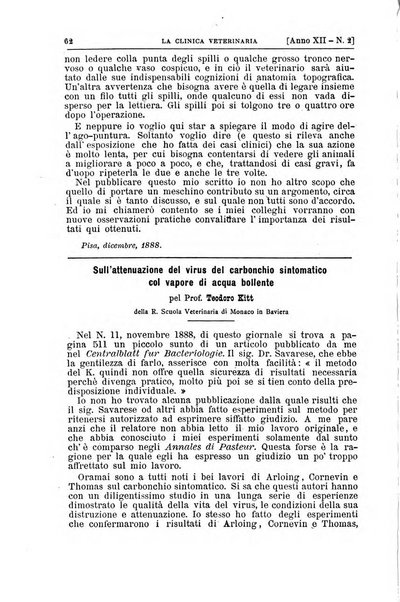 La clinica veterinaria rivista di medicina e chirurgia pratica degli animali domestici