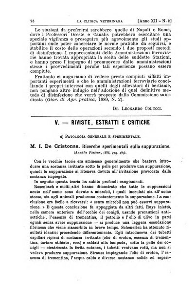 La clinica veterinaria rivista di medicina e chirurgia pratica degli animali domestici