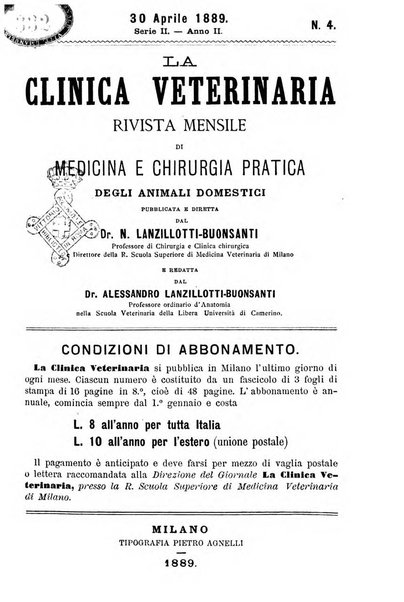 La clinica veterinaria rivista di medicina e chirurgia pratica degli animali domestici