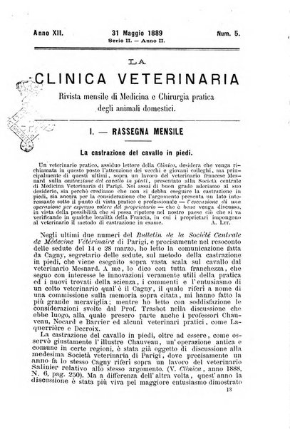 La clinica veterinaria rivista di medicina e chirurgia pratica degli animali domestici