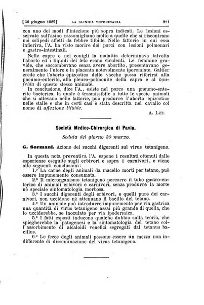 La clinica veterinaria rivista di medicina e chirurgia pratica degli animali domestici