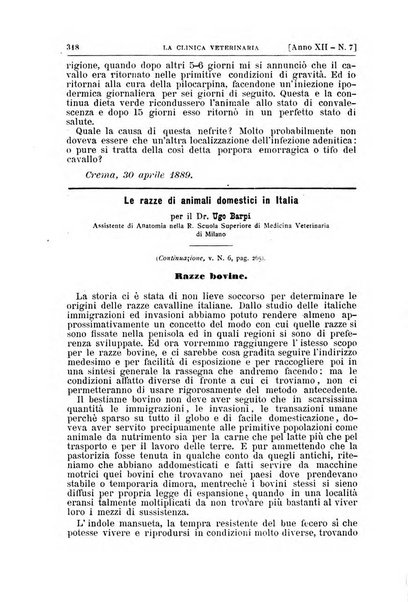 La clinica veterinaria rivista di medicina e chirurgia pratica degli animali domestici