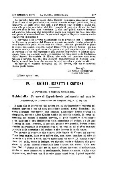 La clinica veterinaria rivista di medicina e chirurgia pratica degli animali domestici