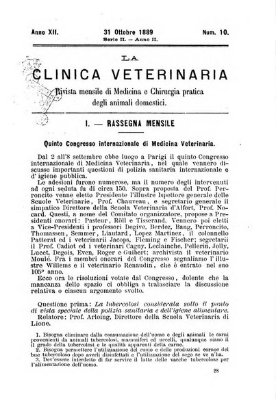 La clinica veterinaria rivista di medicina e chirurgia pratica degli animali domestici