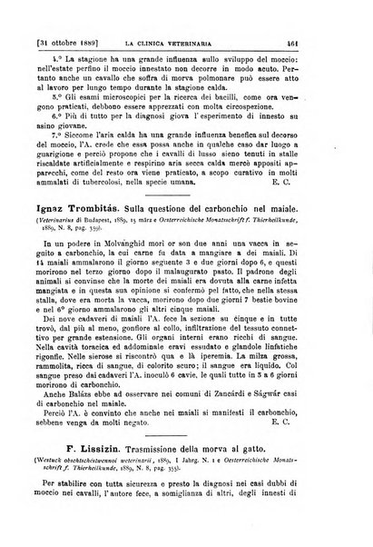 La clinica veterinaria rivista di medicina e chirurgia pratica degli animali domestici