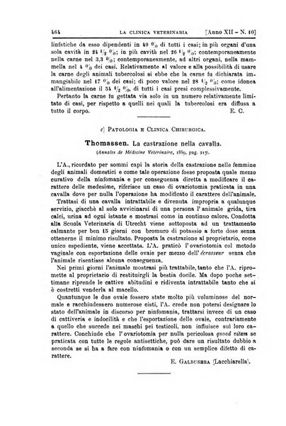 La clinica veterinaria rivista di medicina e chirurgia pratica degli animali domestici