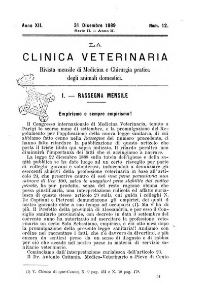 La clinica veterinaria rivista di medicina e chirurgia pratica degli animali domestici