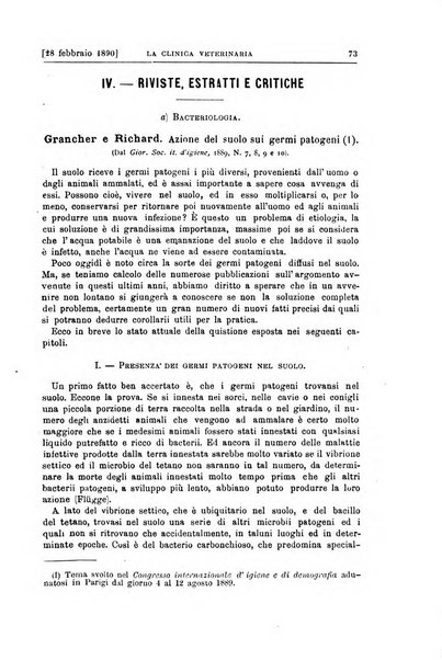 La clinica veterinaria rivista di medicina e chirurgia pratica degli animali domestici