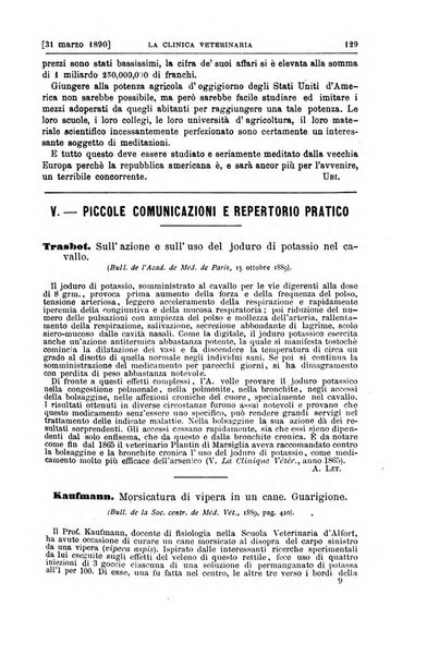 La clinica veterinaria rivista di medicina e chirurgia pratica degli animali domestici