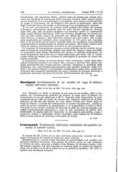 La clinica veterinaria rivista di medicina e chirurgia pratica degli animali domestici