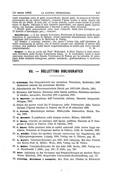 La clinica veterinaria rivista di medicina e chirurgia pratica degli animali domestici