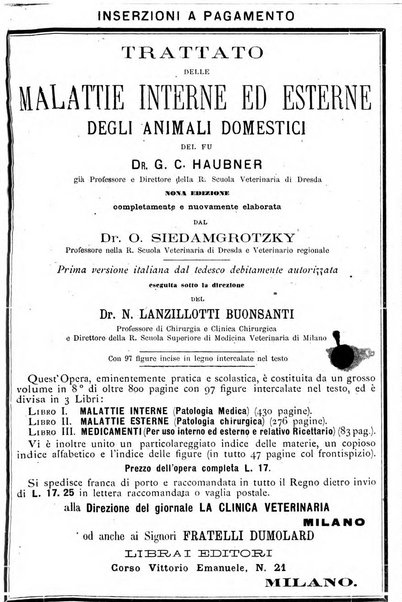 La clinica veterinaria rivista di medicina e chirurgia pratica degli animali domestici