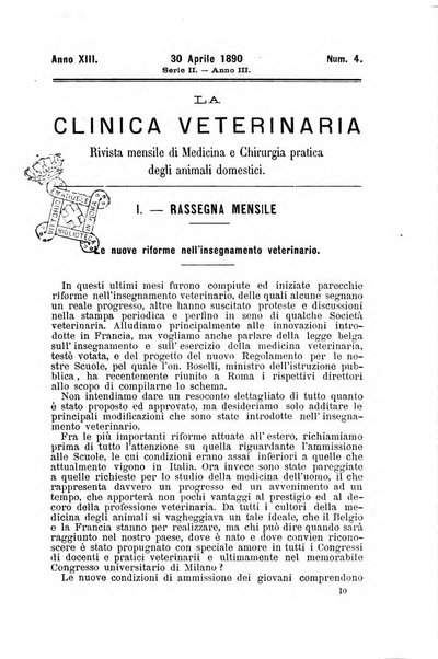 La clinica veterinaria rivista di medicina e chirurgia pratica degli animali domestici