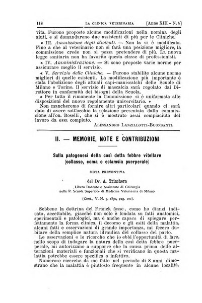 La clinica veterinaria rivista di medicina e chirurgia pratica degli animali domestici