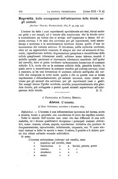 La clinica veterinaria rivista di medicina e chirurgia pratica degli animali domestici