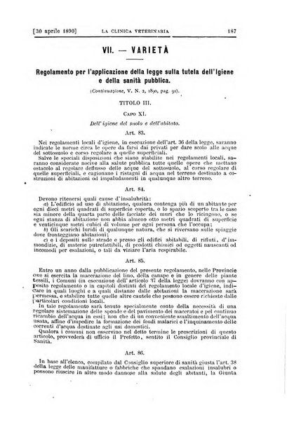 La clinica veterinaria rivista di medicina e chirurgia pratica degli animali domestici