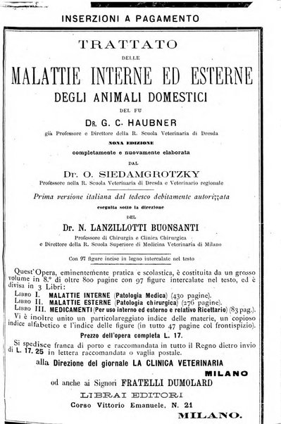 La clinica veterinaria rivista di medicina e chirurgia pratica degli animali domestici