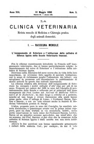 La clinica veterinaria rivista di medicina e chirurgia pratica degli animali domestici