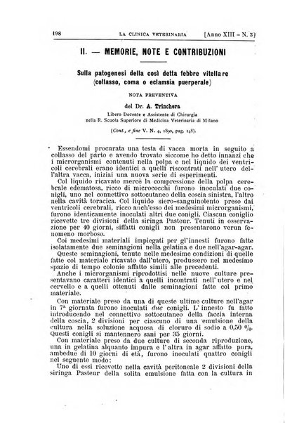 La clinica veterinaria rivista di medicina e chirurgia pratica degli animali domestici