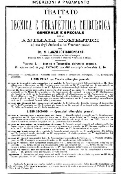 La clinica veterinaria rivista di medicina e chirurgia pratica degli animali domestici