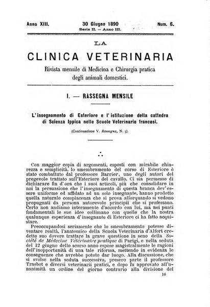 La clinica veterinaria rivista di medicina e chirurgia pratica degli animali domestici