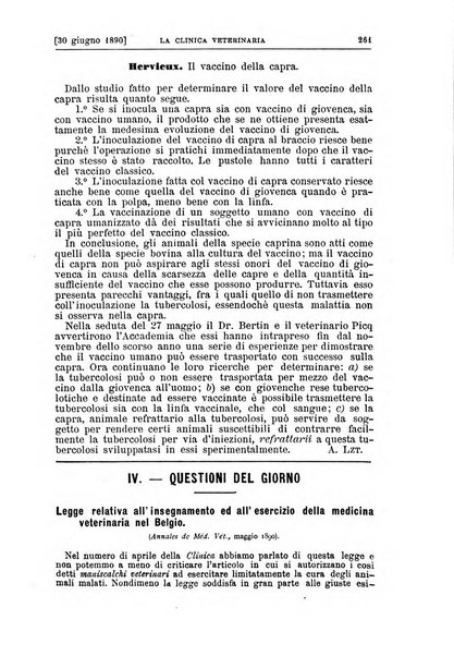 La clinica veterinaria rivista di medicina e chirurgia pratica degli animali domestici