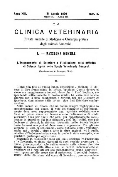 La clinica veterinaria rivista di medicina e chirurgia pratica degli animali domestici