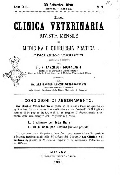 La clinica veterinaria rivista di medicina e chirurgia pratica degli animali domestici