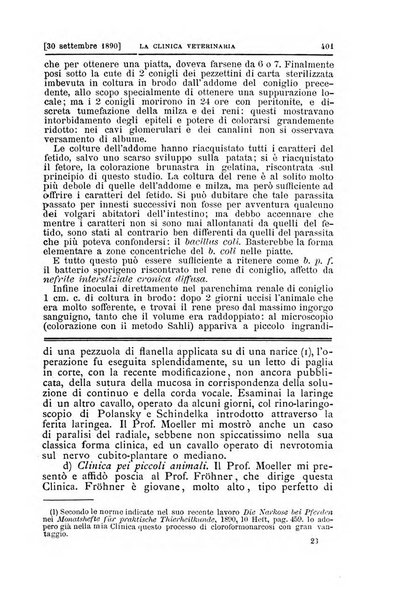 La clinica veterinaria rivista di medicina e chirurgia pratica degli animali domestici