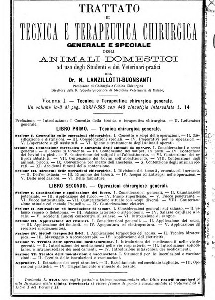 La clinica veterinaria rivista di medicina e chirurgia pratica degli animali domestici