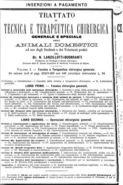 La clinica veterinaria rivista di medicina e chirurgia pratica degli animali domestici