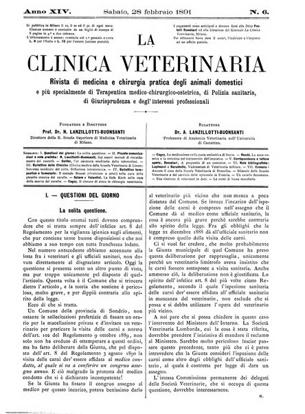 La clinica veterinaria rivista di medicina e chirurgia pratica degli animali domestici