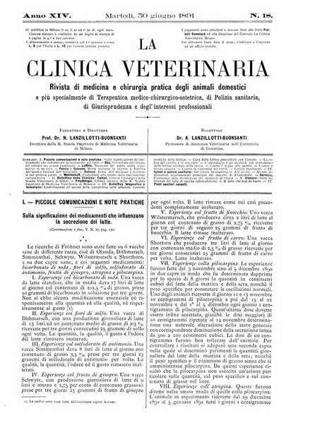 La clinica veterinaria rivista di medicina e chirurgia pratica degli animali domestici