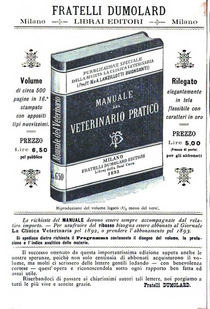 La clinica veterinaria rivista di medicina e chirurgia pratica degli animali domestici