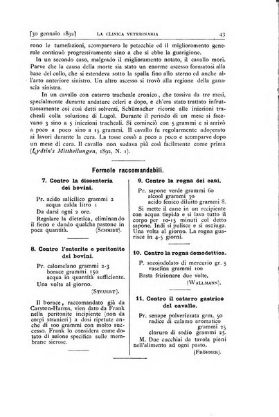 La clinica veterinaria rivista di medicina e chirurgia pratica degli animali domestici