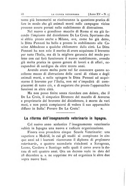 La clinica veterinaria rivista di medicina e chirurgia pratica degli animali domestici