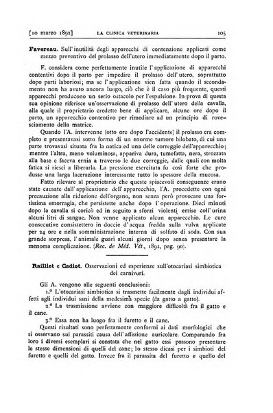 La clinica veterinaria rivista di medicina e chirurgia pratica degli animali domestici