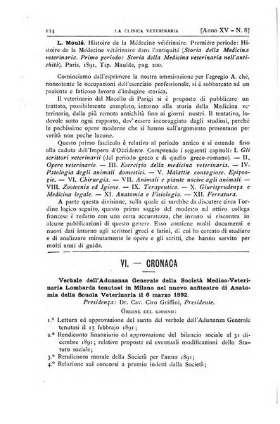 La clinica veterinaria rivista di medicina e chirurgia pratica degli animali domestici