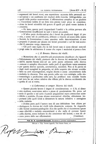 La clinica veterinaria rivista di medicina e chirurgia pratica degli animali domestici